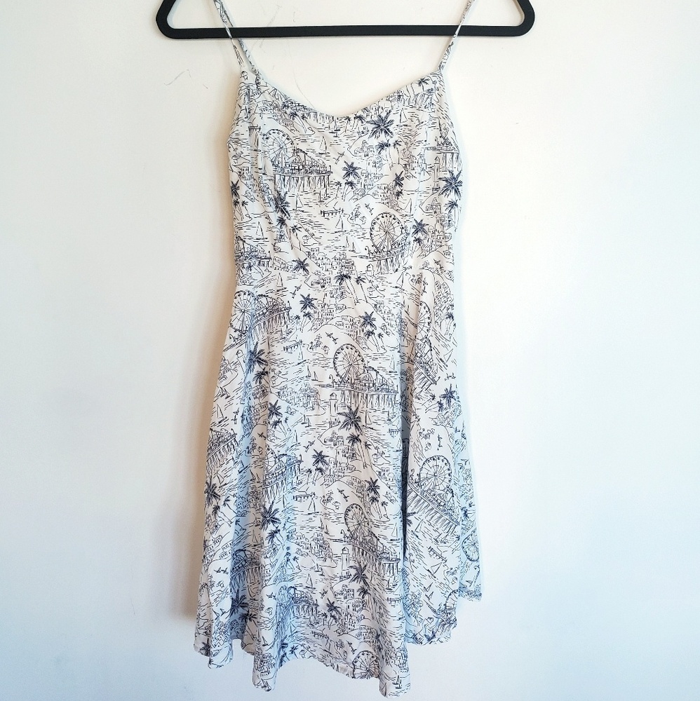 Navy blue and white patterned summer dress